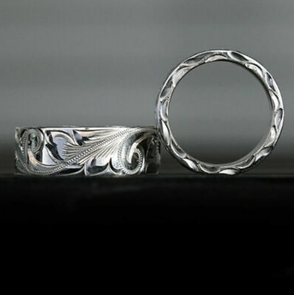 Beautiful Silver Feather Unisex Women's Men's Ring, Size 6 and 7